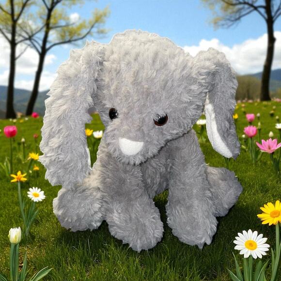 Walmart Plush Bunny Rabbit Nursery Shower Gift M Curly Brown Stuffed Animal 10” - Picture 1 of 13